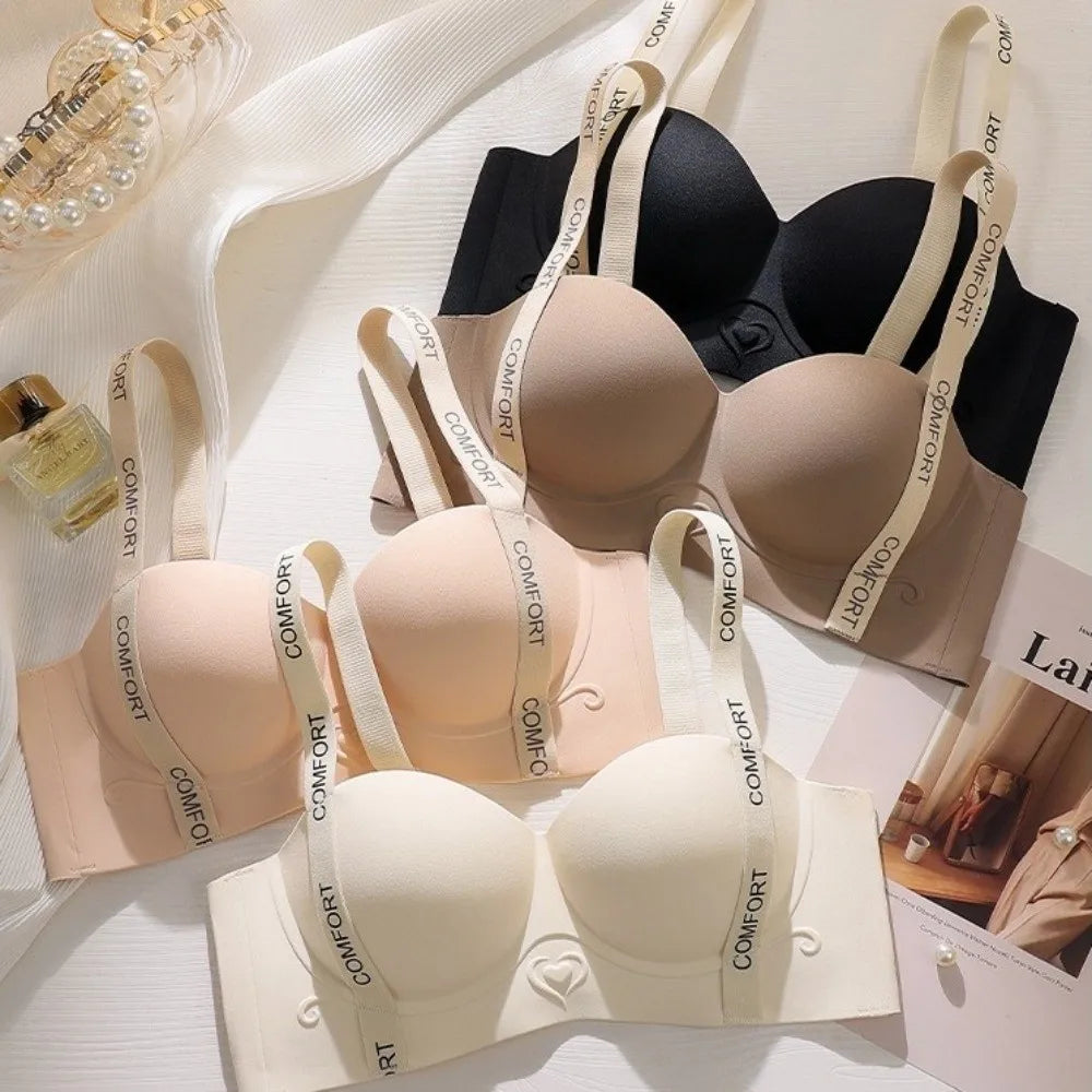 Small Chest Display Letter Shoulder Strap Bra Large Gathering Adjustable Straps Seamless Underwear Medium Thick No Steel Ring