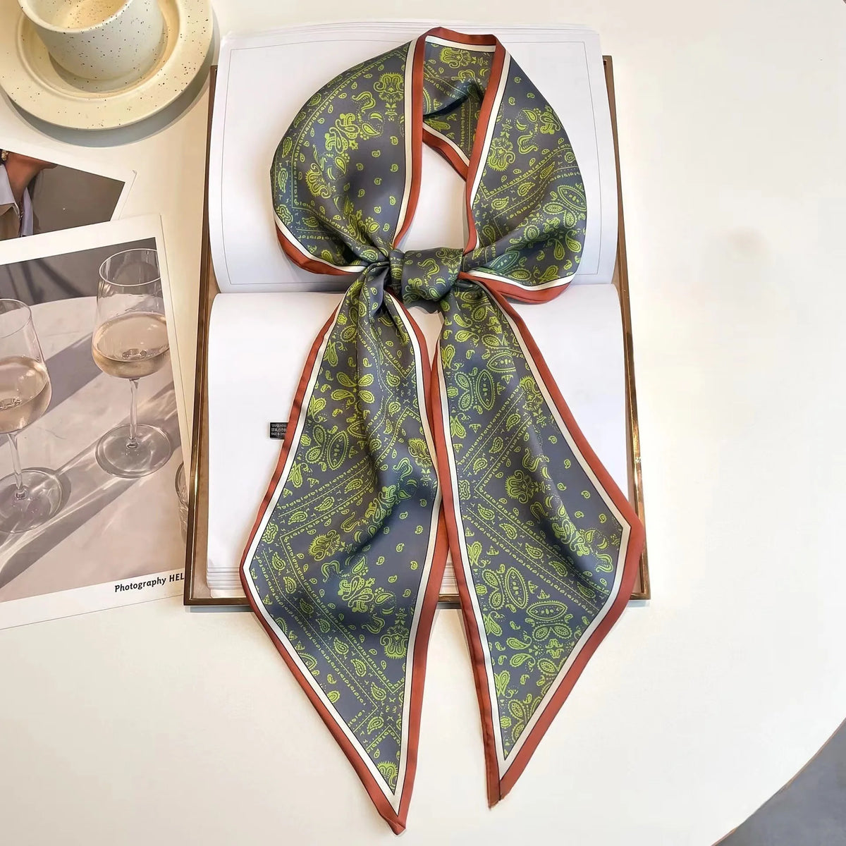 Luxury Long Neckerchief Skinny Hair Bands Women Silk Scarfs Fashion Headbands Bag Scarves Print Hairband Neck Scarf For Ladies