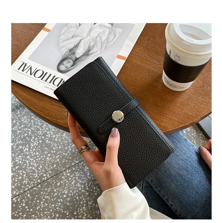 Genuine Leather Wallet Women Long Clutch Fashion Luxury Brand Ladies Purses Card Holder Zipper Coin Pocket High Quality Billfold