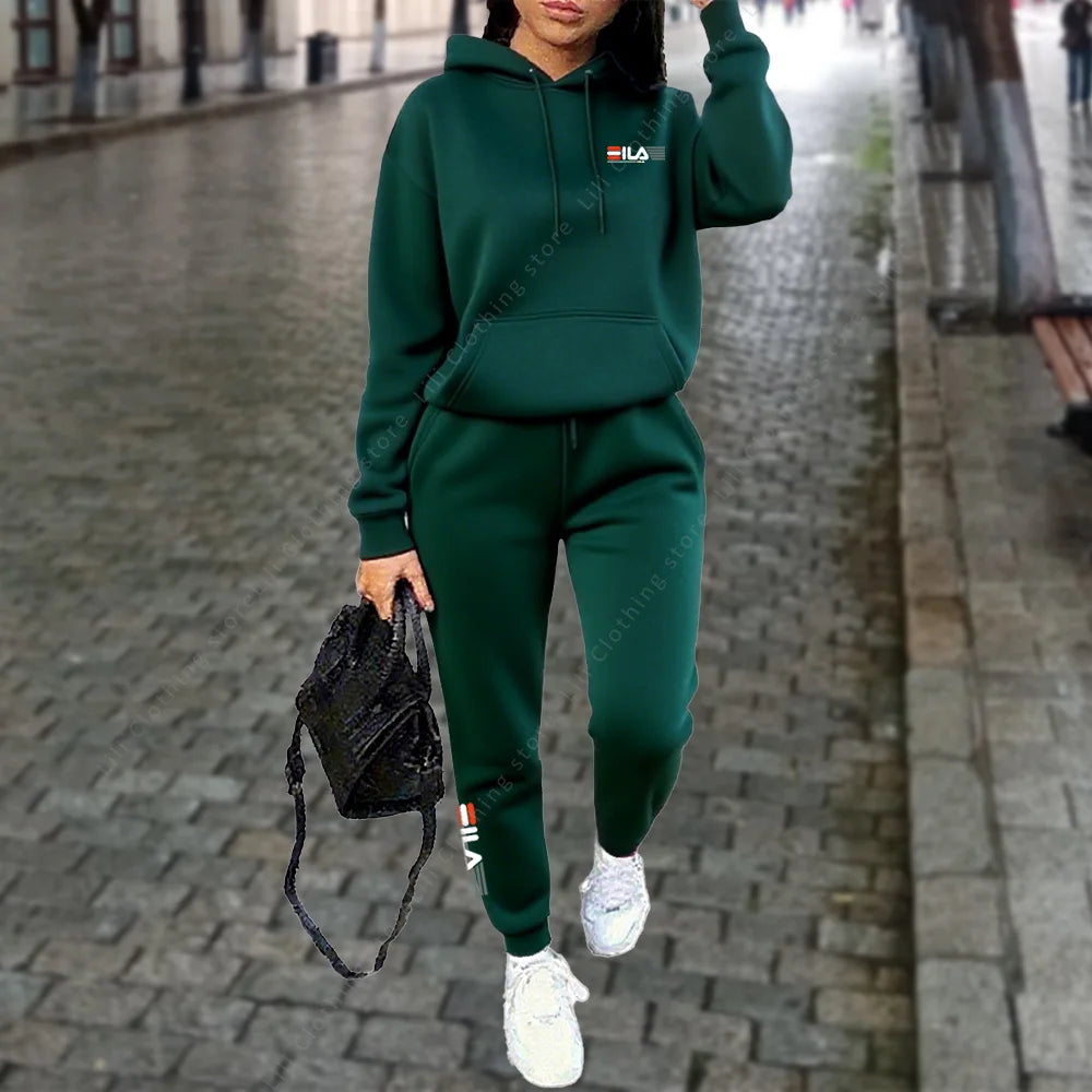 Women's Tracksuit Hoodies Trousers 2PCS Suit Winter Sports Jogging Outfits Fashion Street Designer Clothes for Women Pants Set