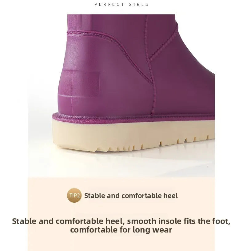 2025 New Women's Fashionable Low-Cut Soft-Soled Anti-Slip Rain Boots Waterproof Comfortable PVC Material for All Seasons