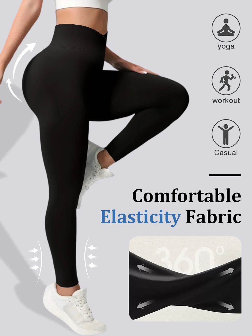 Cross Waist Skinny Leggings For Women Tummy Control Hip Lifting Workout Pants For Yoga Running Outdoor Cycling Daily Wear