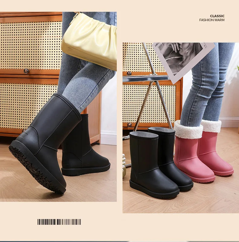 2025 New Women's Fashionable Low-Cut Soft-Soled Anti-Slip Rain Boots Waterproof Comfortable PVC Material for All Seasons