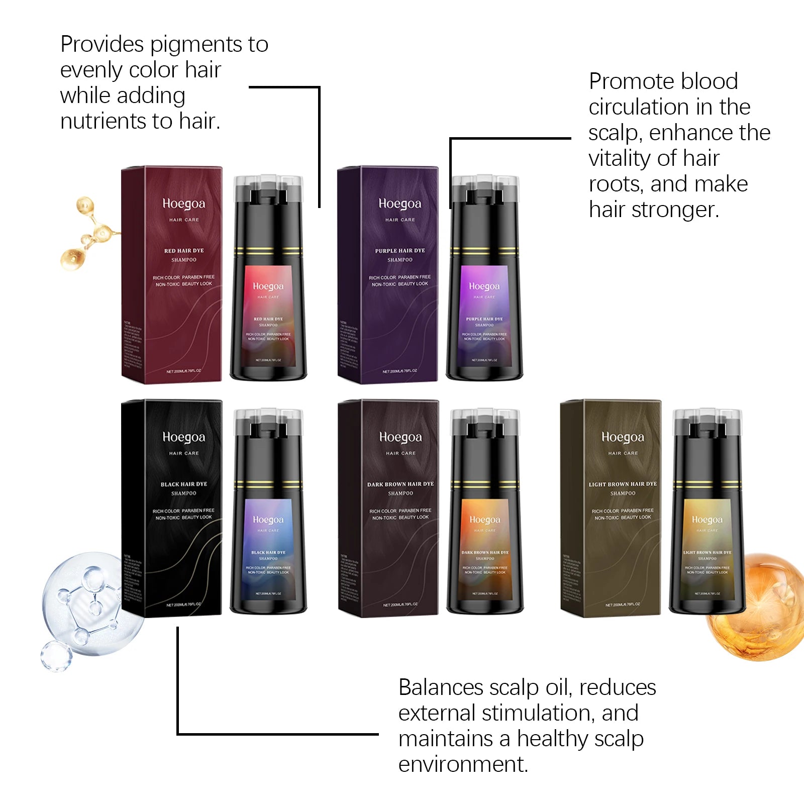 Hair Dye Shampoo for Gray White Hair Coverage 3 in 1 Light Brown DIY Herbal Ingredients Natural Hair Color Shampoo for Women Men