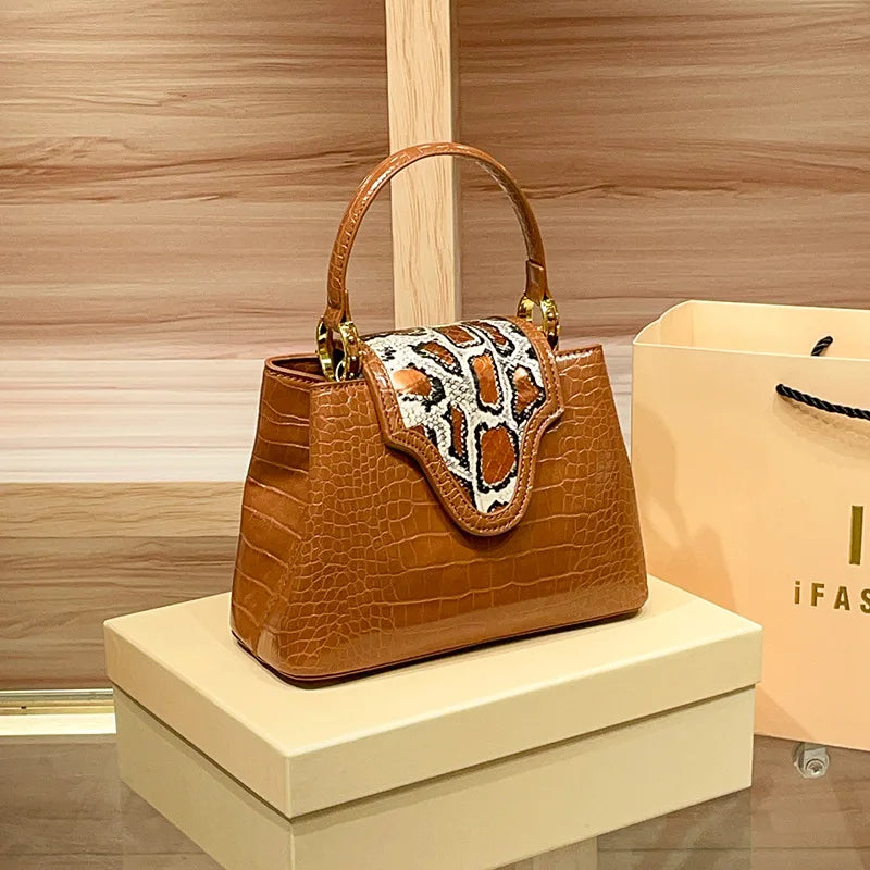 Luxury Designer Brand New High Quality Leather Snake Crocodile Handbag Women's Fashion Shoulder Crossbody Bag Bolsos De Mujer