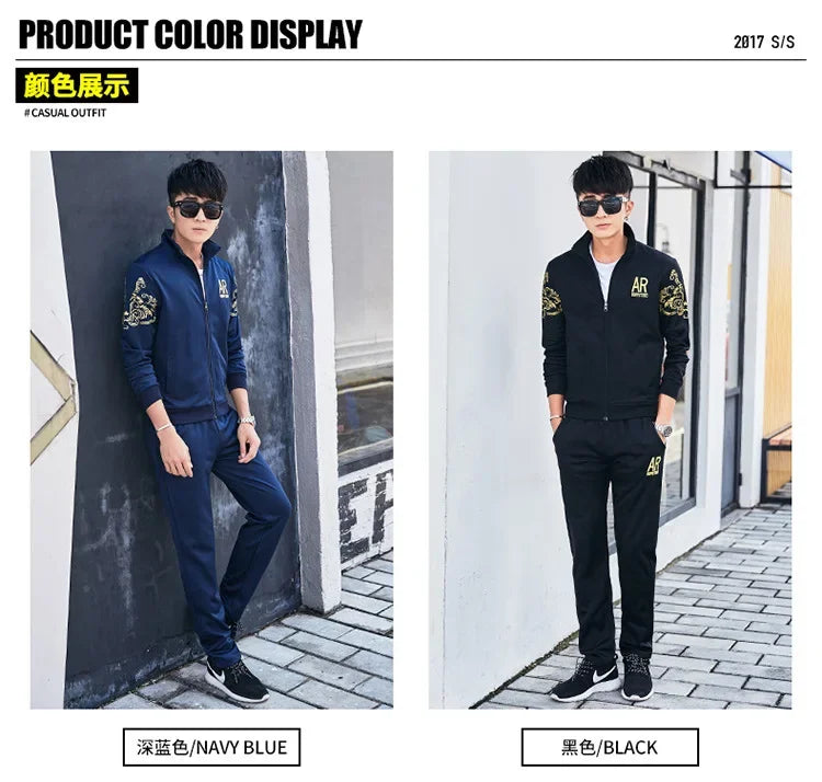 Plus Size 5XL 6XL Men's Tracksuit Autumn Clothes Sportswear Two Piece Set Men Jacket Sweatpants Male Sweatsuit Sports Suits Sets