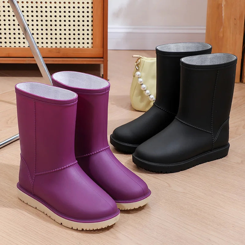 2025 New Women's Fashionable Low-Cut Soft-Soled Anti-Slip Rain Boots Waterproof Comfortable PVC Material for All Seasons