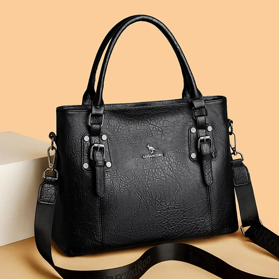 Genuine Brand Soft Pu Leather HandBags Designer Top-Handle Bags Shoulder Crossbody Bags for Women Large Capacity Casual Tote Sac