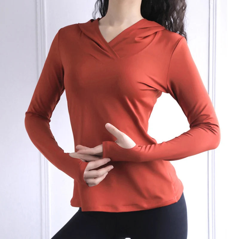 2025 Thumb Hole Quick-Dry Hoodies Women Back Mesh Breathable Fitness Hooded Shirts Woman Loose Fit Casual Sports Wear T-Shirts