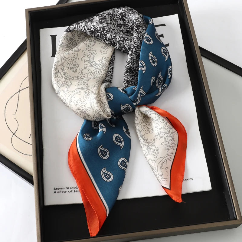 New Satin Shawl Design Wild leopard Print Silk Square Women neck scarves Wrap Headkerchief Beach Hair Band women's bandana