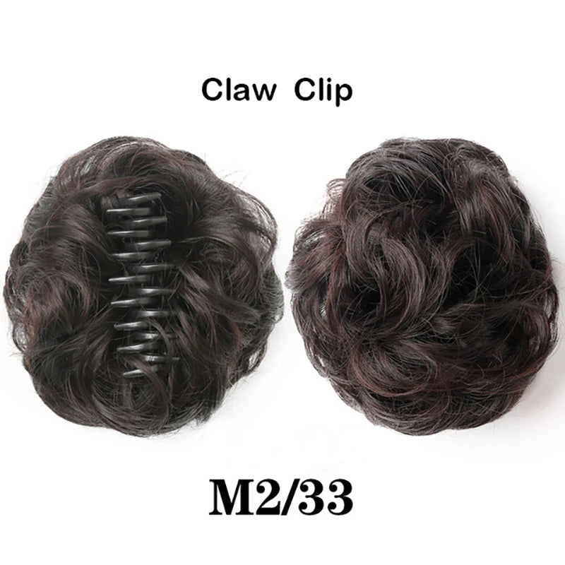 Sunslymei Synthetic Hair Bun Grab Clip in Chignon Hairpiece Curly Messy Ponytail Hair Extensions Scrunchie Hairpieces for Women