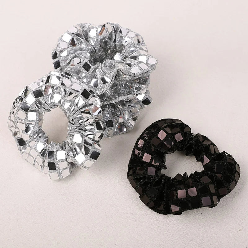 6Pcs Sequin Disco Ball Hair Ties Band for Girls 70s Music Birthday Bachelorette Wedding Party Theme Favors Hair Accessories