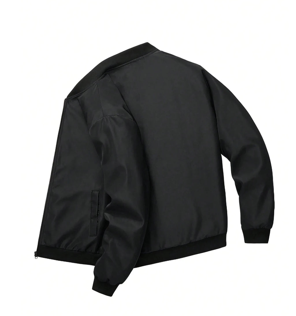 Men's Plain Light Jacket, Outdoor Sports and Leisure Stand-Up Collar Top, Baseball Jacket with Zipper and Elastic Hem, Windproof, Wear-Resistant, Comfortable and High-Quality Fabric, Suitable for Home Leisure, Work Clothing t