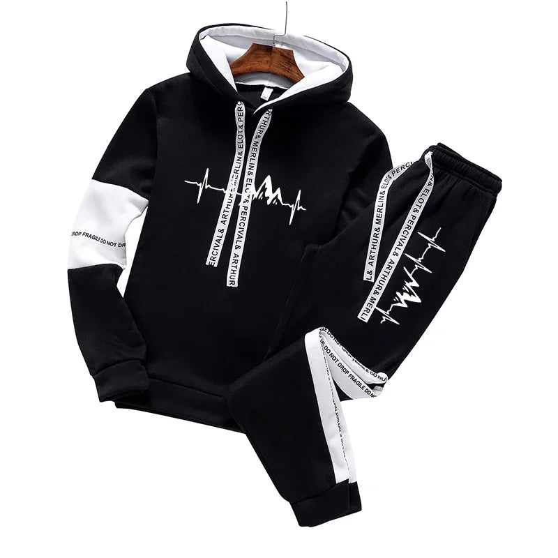 New Mens Tracksuit Printing Casual Sweatshirts Outdoor Sports Jogging Man Clothing Single Piece Hoodie Pants Fashion Sportswear
