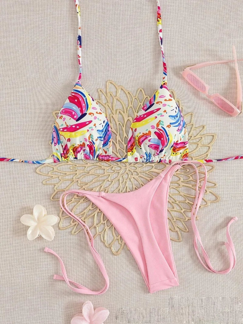 Bikini Set Print Swimsuit Beach Sexy Ladies Swimwear Seaside Vacation Bathing Suit Women Biquine Brasileiro Купальник Женский