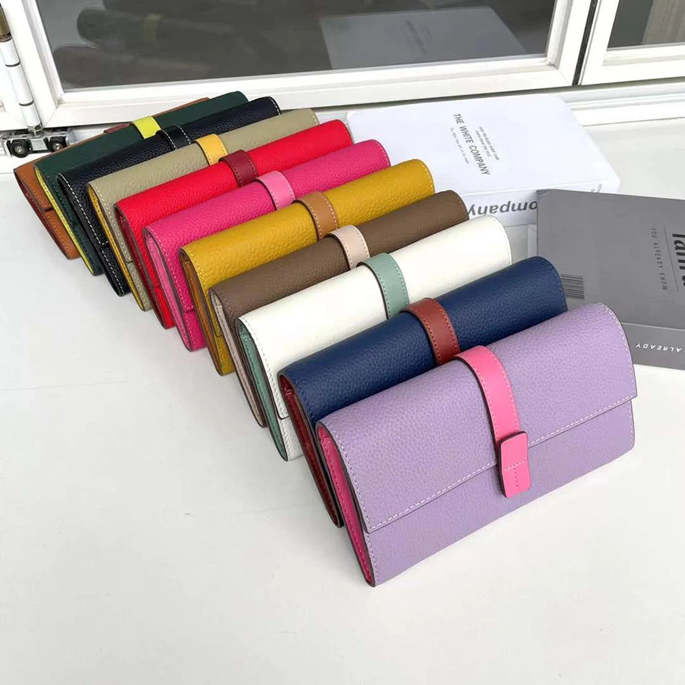 Luxury Genuine Leather Women Long Wallet Custom Name Female Card Holder Clutch Bag Fashion New Personalize Initials Purse Wallet