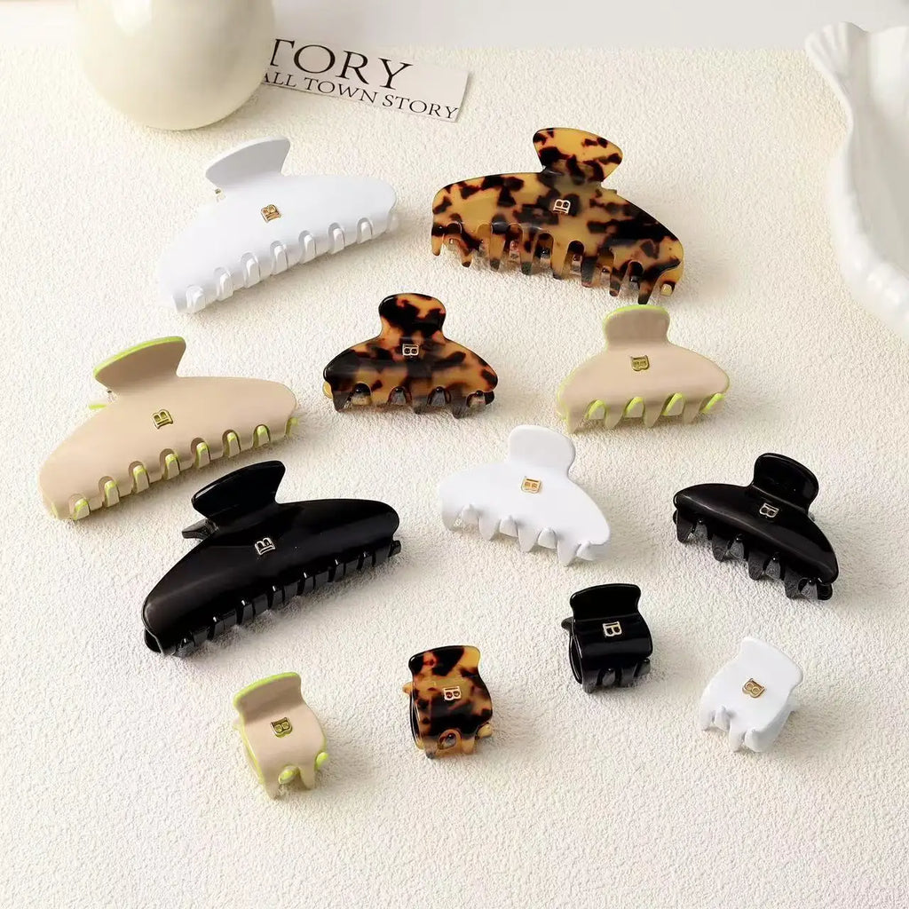 Korean Version of Letter B Hairpin Acetic Acid Arc Grab Clip Girl High Ponytail Premium Hair Accessories Crab Hair Claws