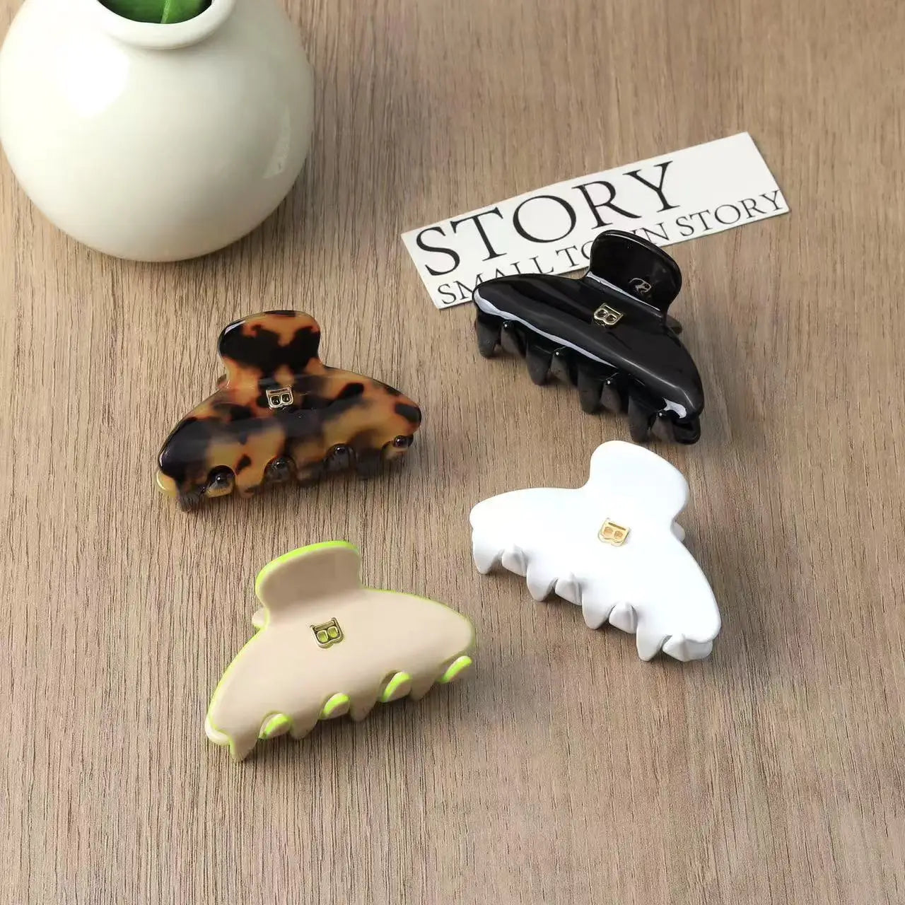 Korean Version of Letter B Hairpin Acetic Acid Arc Grab Clip Girl High Ponytail Premium Hair Accessories Crab Hair Claws