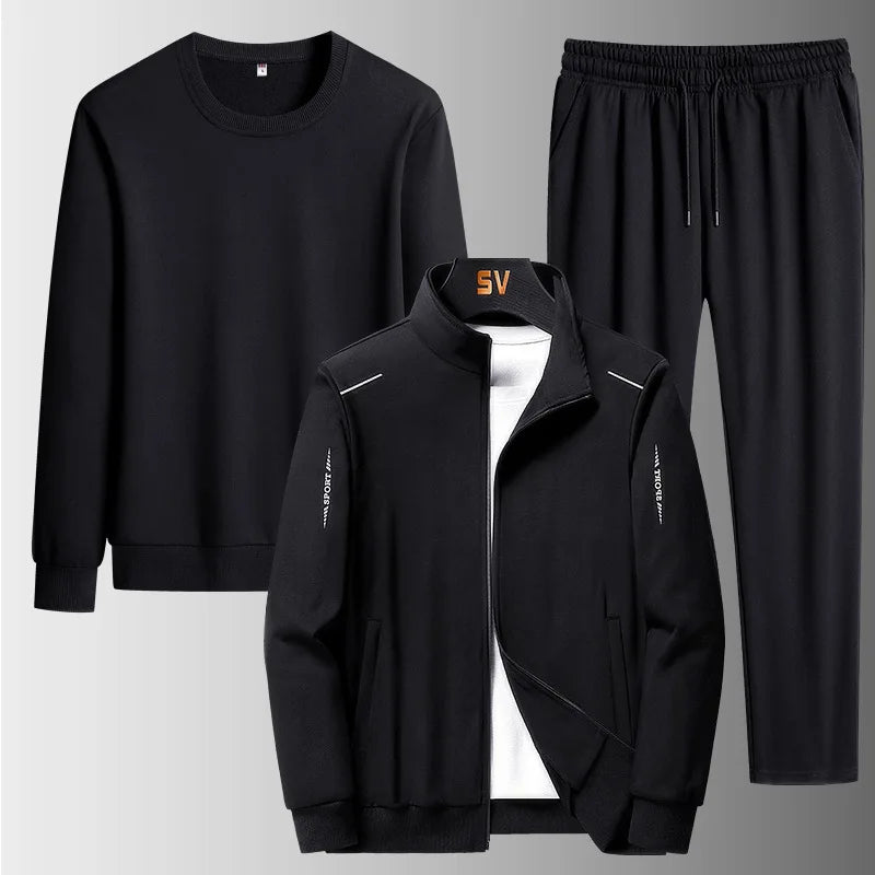 Spring Men's 2025 Sportswear Set Streetwear Casual Outdoor Camping Breathable 3-Piece Tracksuit with Hoodies And Pants Fashion