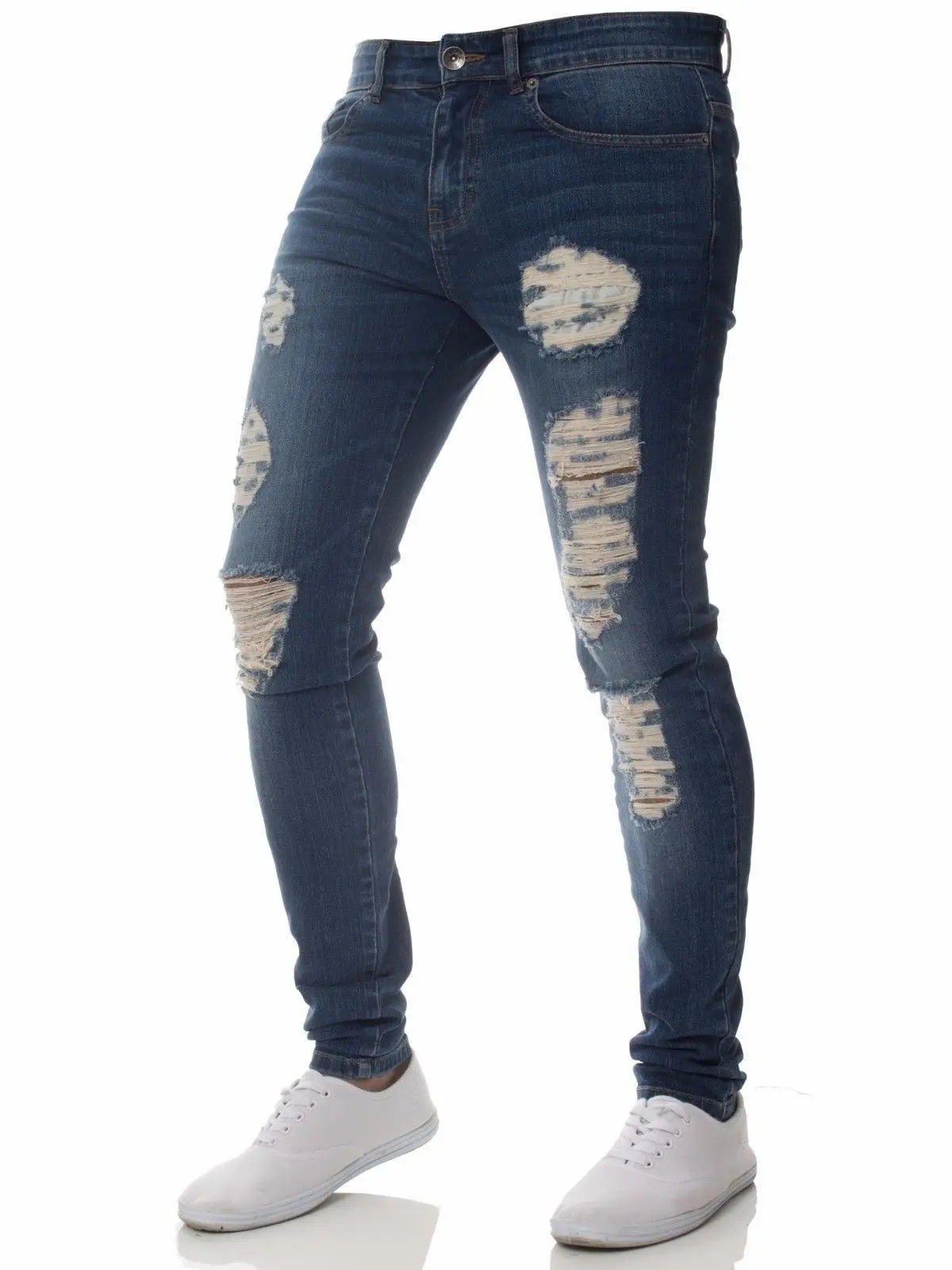 New Stretch Men's Jeans Washed Motorcycle Trousers Vintage Man Cowboy Pants Punk Loose Straight Retro Baggy Designer Casual Goth