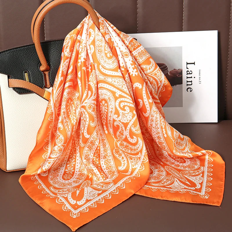 New Satin Shawl Design Wild leopard Print Silk Square Women neck scarves Wrap Headkerchief Beach Hair Band women's bandana