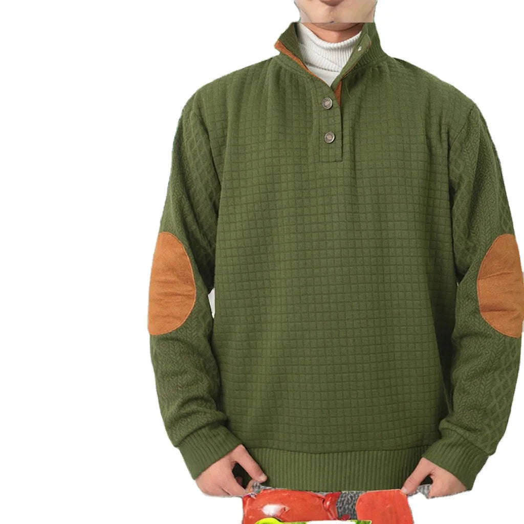 Fashion Solid Color Men's Hoodies Non Hooded Corduroy Hoodies Men High Quality Winter Stand-up Collar Hoodies