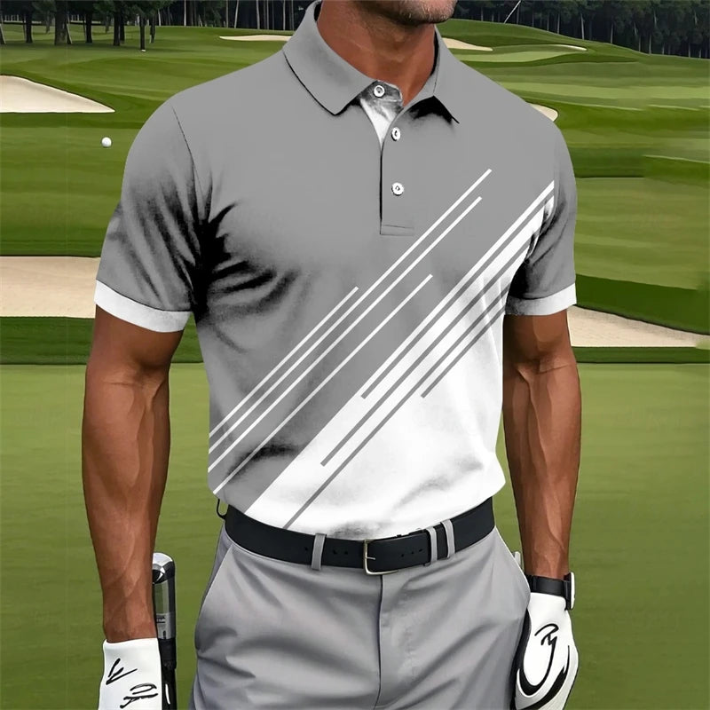 Simple Irregular Lines Graphic Polo Shirts For Men Fashion Summer Short Sleeve 3D Printed Golf Polo Loose Breathable Lapel Tees