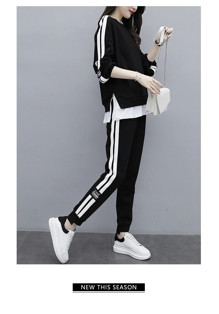 Casual Sportswear Set for Women Spring Autumn New Style Loose Fashionable Large Size Trendy Sweatshirt Best Friend Outfit