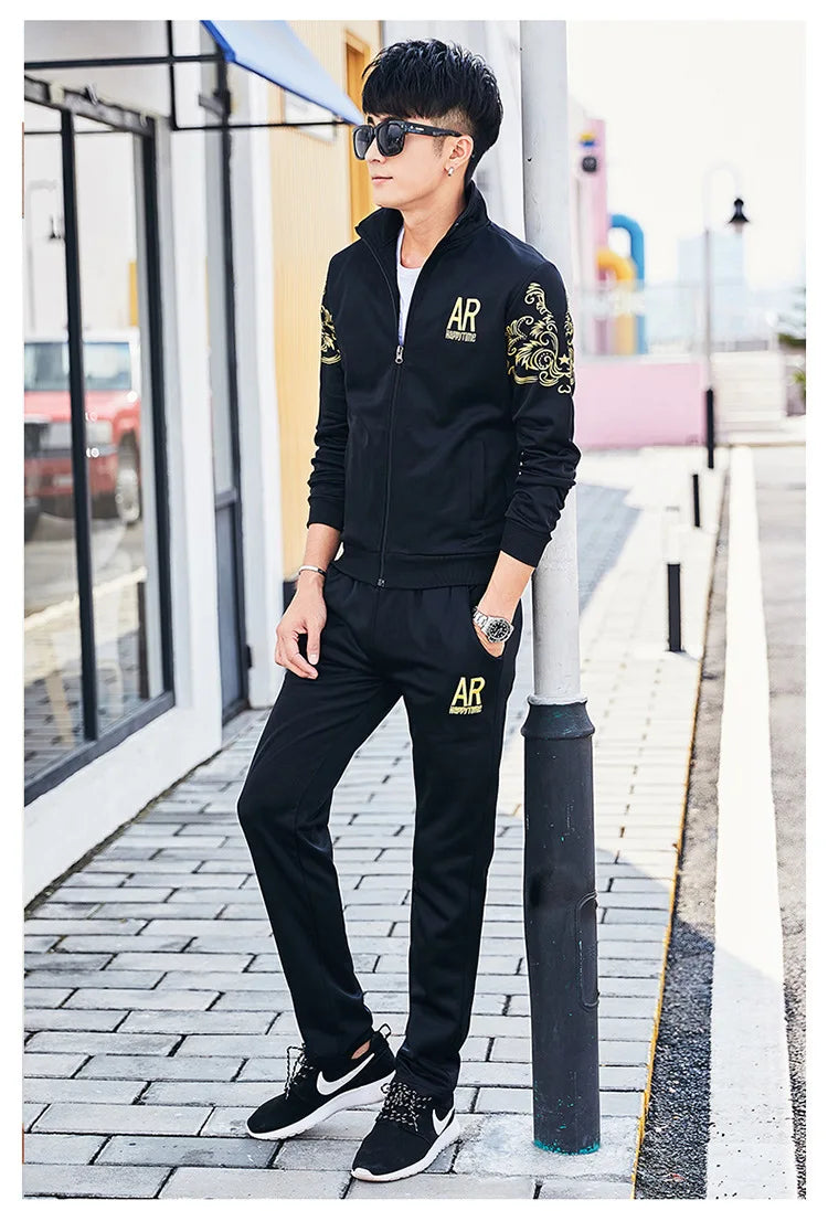 Plus Size 5XL 6XL Men's Tracksuit Autumn Clothes Sportswear Two Piece Set Men Jacket Sweatpants Male Sweatsuit Sports Suits Sets