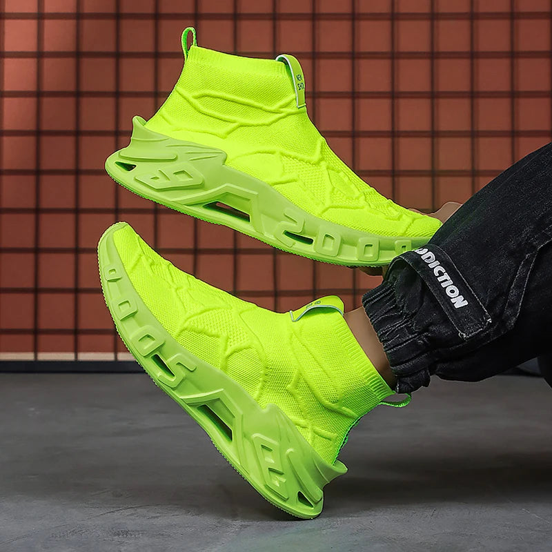 Mens Running Shoes 2025 New High Top Fashion Non Slip Sneakers Mesh Lightweight Flat Cofmortable Outdoor Tennis Shoes for Men