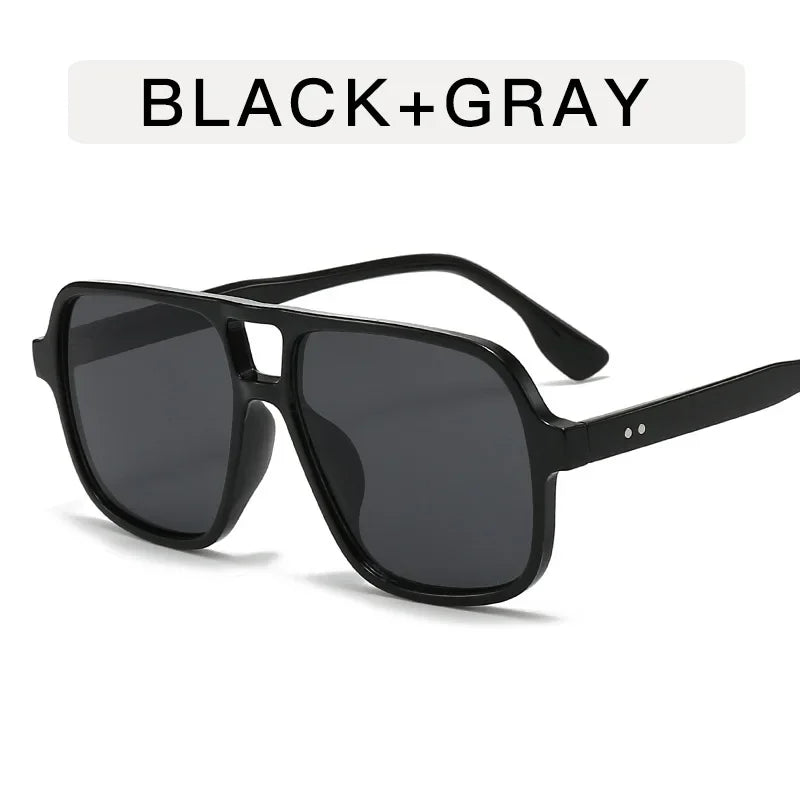 Vintage Double Bridge Square Pilot Sunglasses Women For Men Sun Glasses Punk Oversized Big Frame Luxury Brand Designer Shades