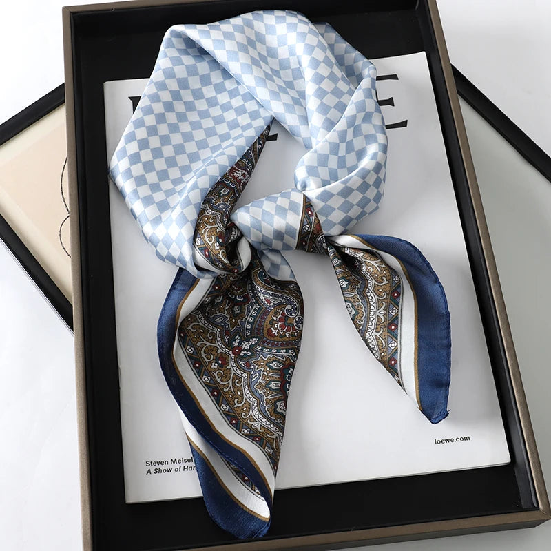 New Satin Shawl Design Wild leopard Print Silk Square Women neck scarves Wrap Headkerchief Beach Hair Band women's bandana