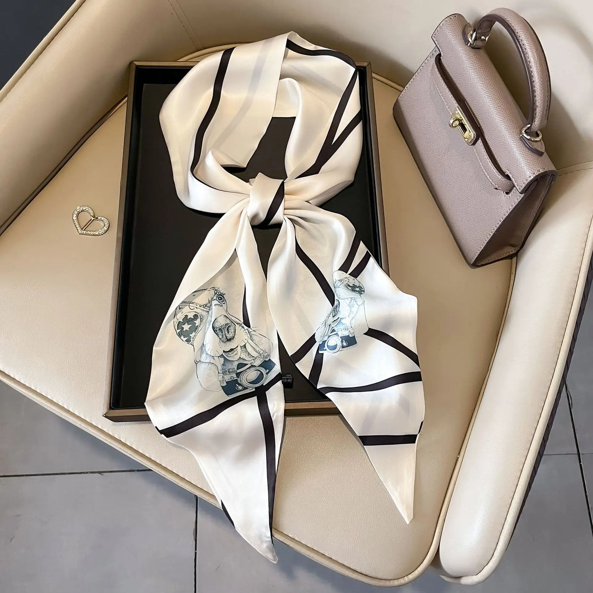 Luxury Long Neckerchief Skinny Hair Bands Women Silk Scarfs Fashion Headbands Bag Scarves Print Hairband Neck Scarf For Ladies