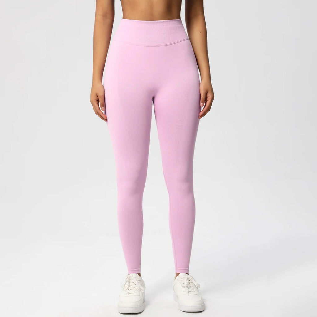 Women's Solid High Waist Sports Leggings, HighStretch Seamless Yoga Leggings, LadiesSportswear for Indoor Outdoor Wear