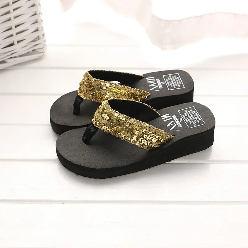 Summer Sequins Slippers Women Sandals Shoes Woman 2024 Open Toe Flip Flops Ladies Clear Outdoor Flat Beach Slides Zapatos Mujer