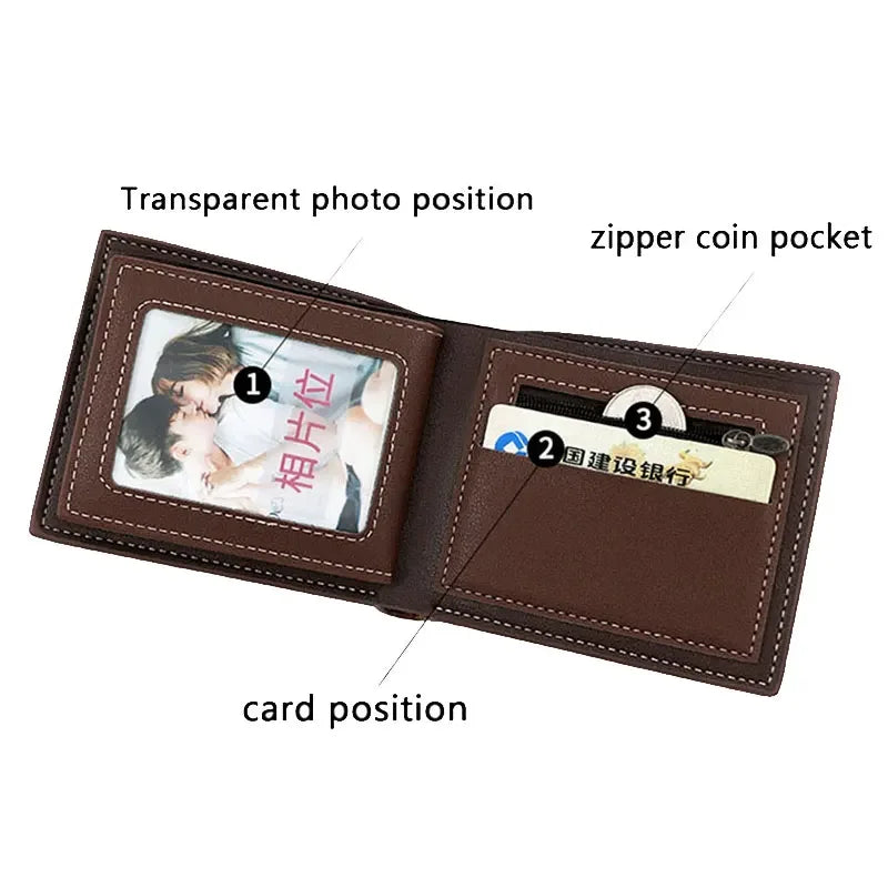 Luxury Men's Short Wallet - High Quality PU Leather Purse, Bifold Zipper Coin Pocket & Slim Card Holders with Money Clip