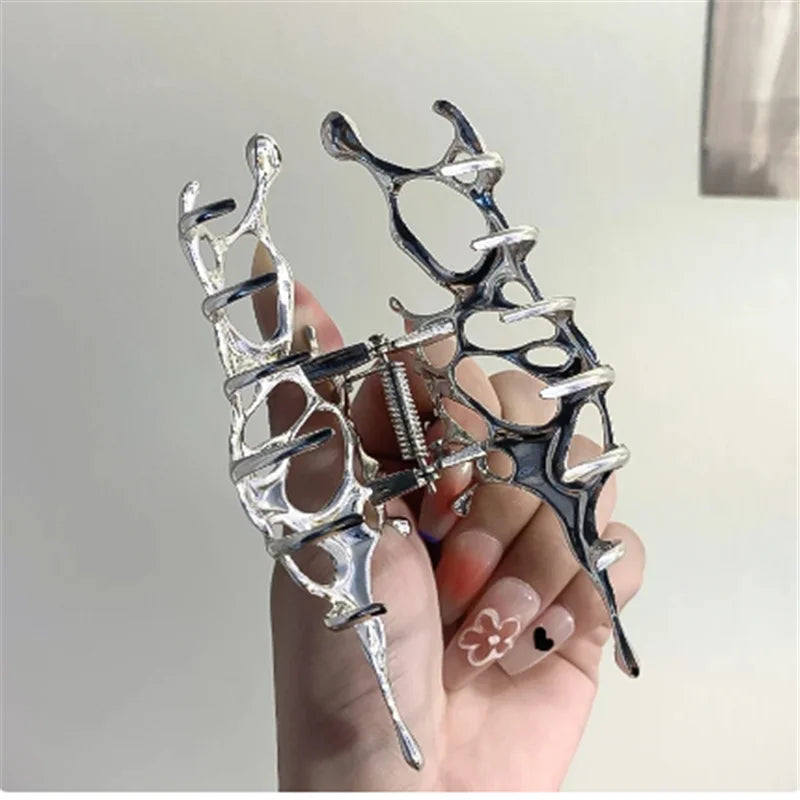 Fashion Gothic geometric metal hair clip shark women's hair clip: anti slip grip, suitable for all hairstyles