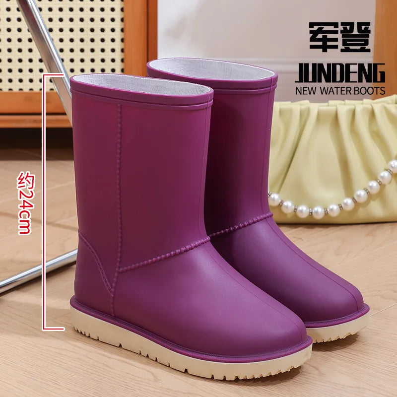 2025 New Women's Fashionable Low-Cut Soft-Soled Anti-Slip Rain Boots Waterproof Comfortable PVC Material for All Seasons