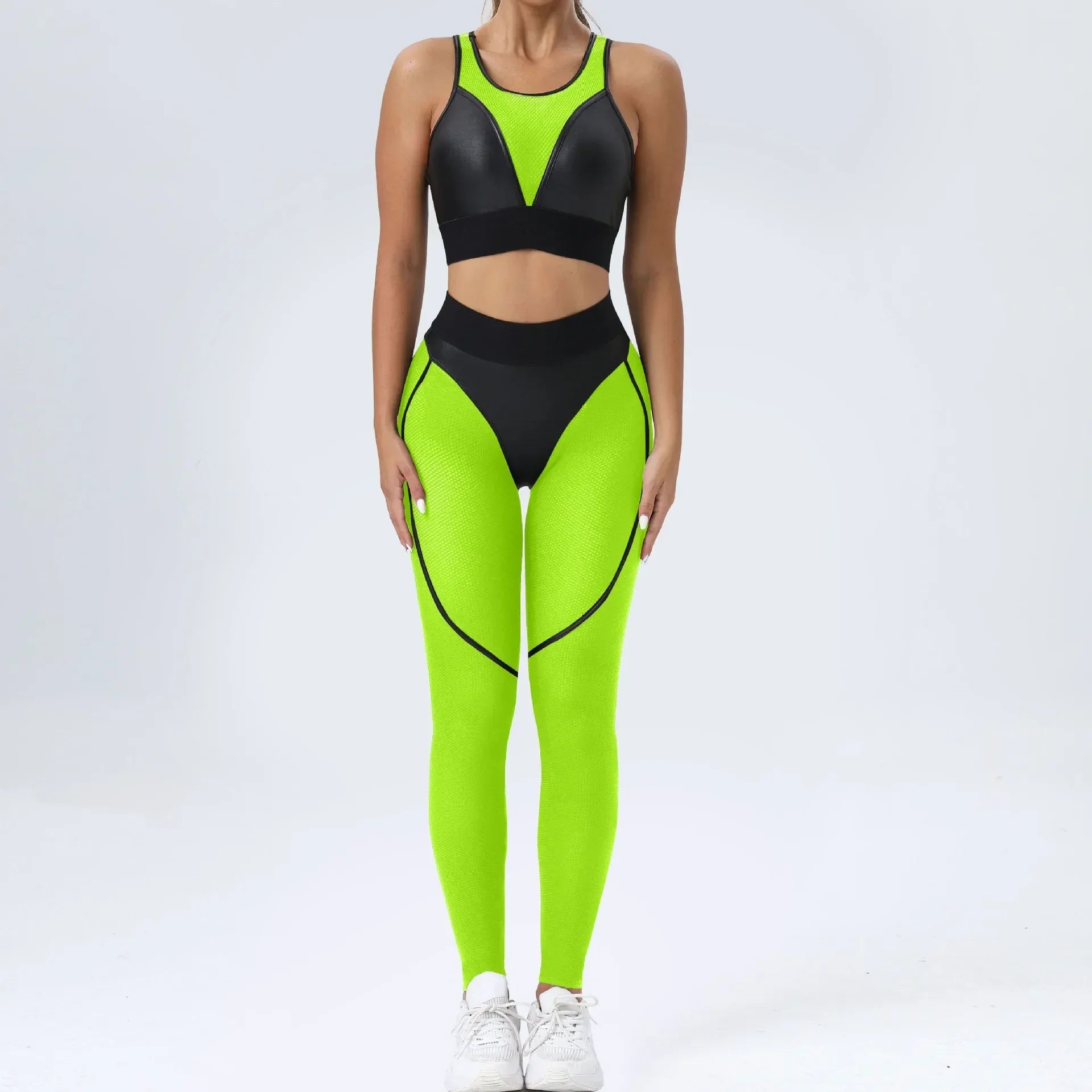 Mesh Gym Set Woman Sportswear Sexy Transparent Sports Suit for Fitness Sport Outfit Honeycomb Yoga Clothes Pink Black Orange