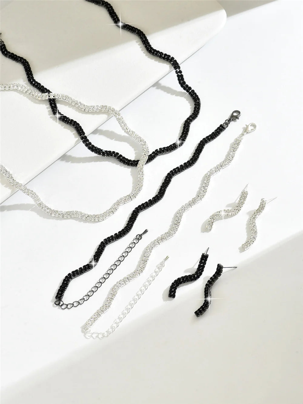 Luxury Female Women Black Earrings Necklace Wedding Jewelry Set