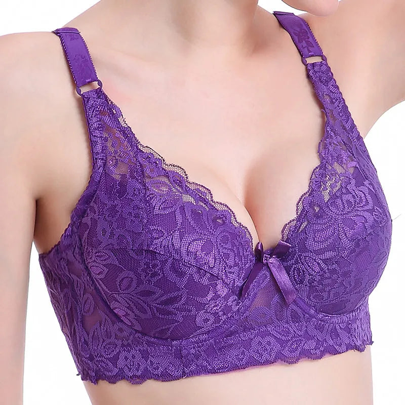 Women's Sexy Lace Wireless Push Up Bra Sexy Wire Free Bras For Women Plus Size 75-105 B C D Thin Cup Bralette Lingerie Intimates