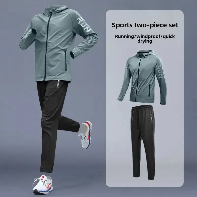 Men's Early Autumn Running Quick-Dry Sportswear Set Varying Weather Cycling Jacket Fitness Casual Athletes Training Outdoorwear