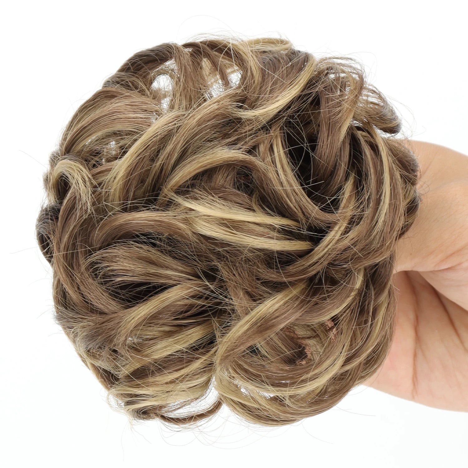 Synthetic Chignon Messy Bun Claw Clip in Hair Piece Wavy Curly Hair Bun Ponytail Extensions Scrunchie Hairpieces for Women