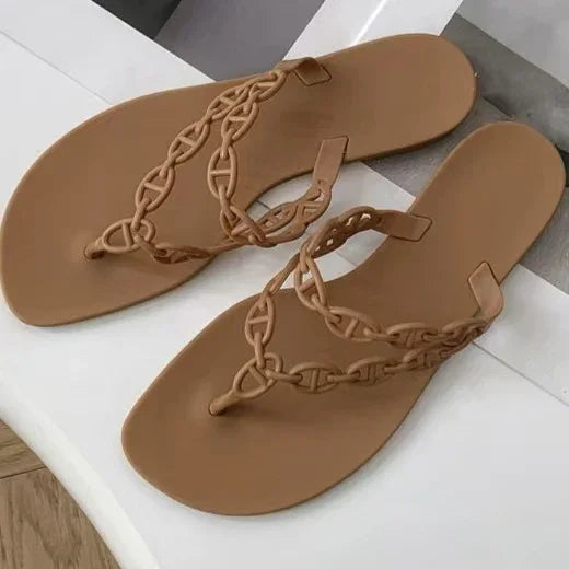 Summer Women Slippers Bow Flip Flops Rivet Flats Sandals Outdoor Transparent Crystal Beach Shoes Female Open Toe Shoes