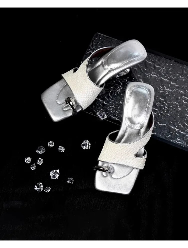 French Fairy Tale Style Metal Buckle Wedge Heel Soft Bottom Fashionable Sandals Women Summer New No Fatigue Slip-On Shoes