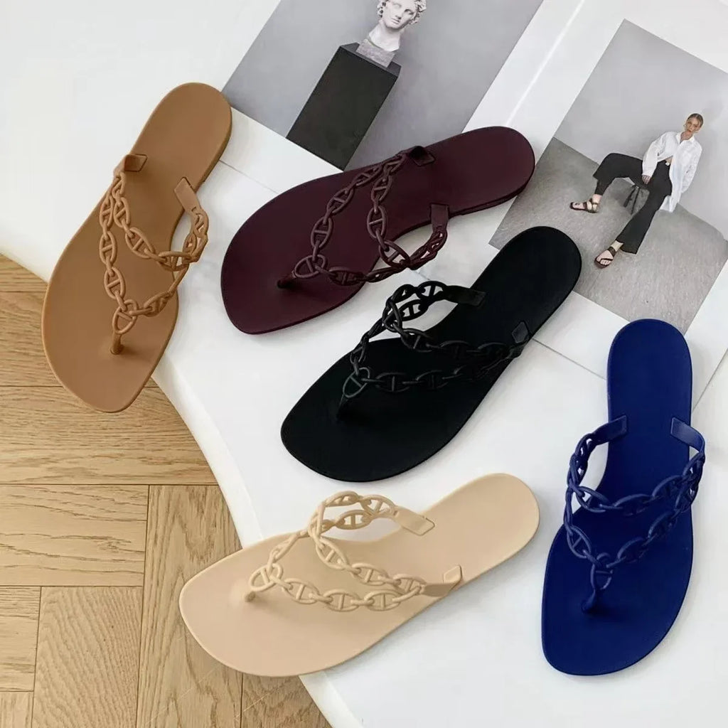 Summer Women Slippers Bow Flip Flops Rivet Flats Sandals Outdoor Transparent Crystal Beach Shoes Female Open Toe Shoes
