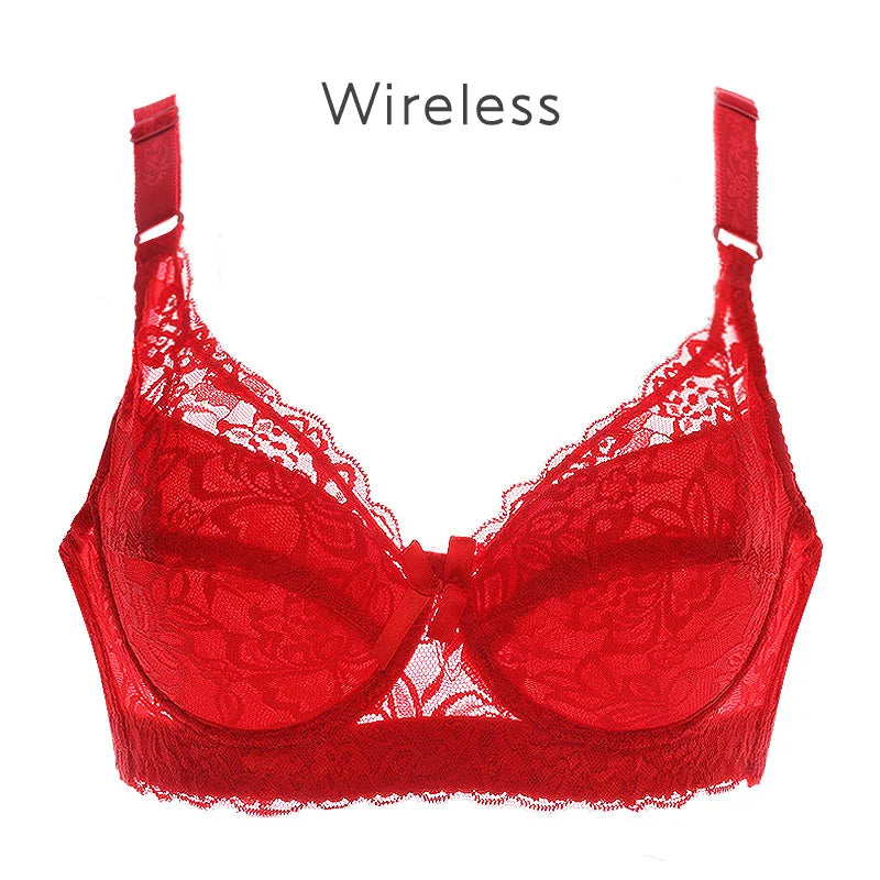 Women's Sexy Lace Wireless Push Up Bra Sexy Wire Free Bras For Women Plus Size 75-105 B C D Thin Cup Bralette Lingerie Intimates