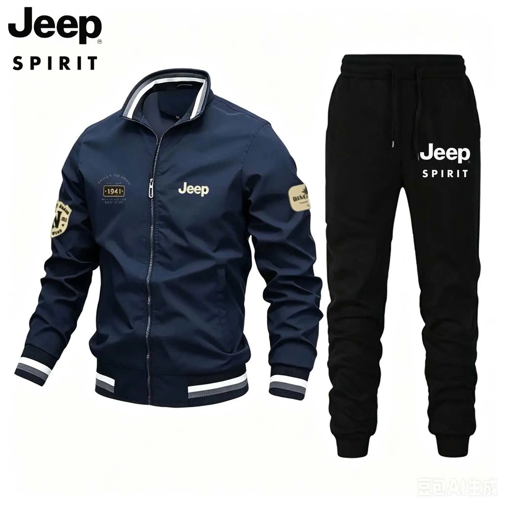 Brand new 2026 Jeep high-quality casual jacket set, with a stand-up collar, suitable for spring and autumn, ideal for outdoor ac