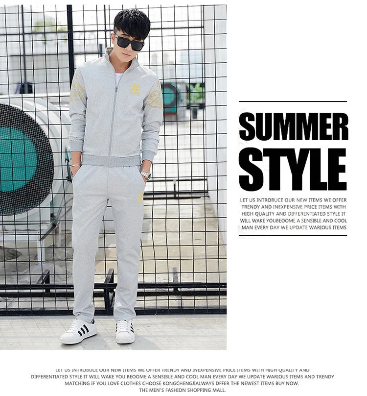 Plus Size 5XL 6XL Men's Tracksuit Autumn Clothes Sportswear Two Piece Set Men Jacket Sweatpants Male Sweatsuit Sports Suits Sets