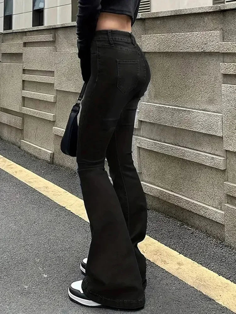 2025 Woman Vintage High Waist Flare Jeans Female Stretchy Bootcut Tight Denim Pants Women Bell Bottoms Casual Slim Fit Trousers